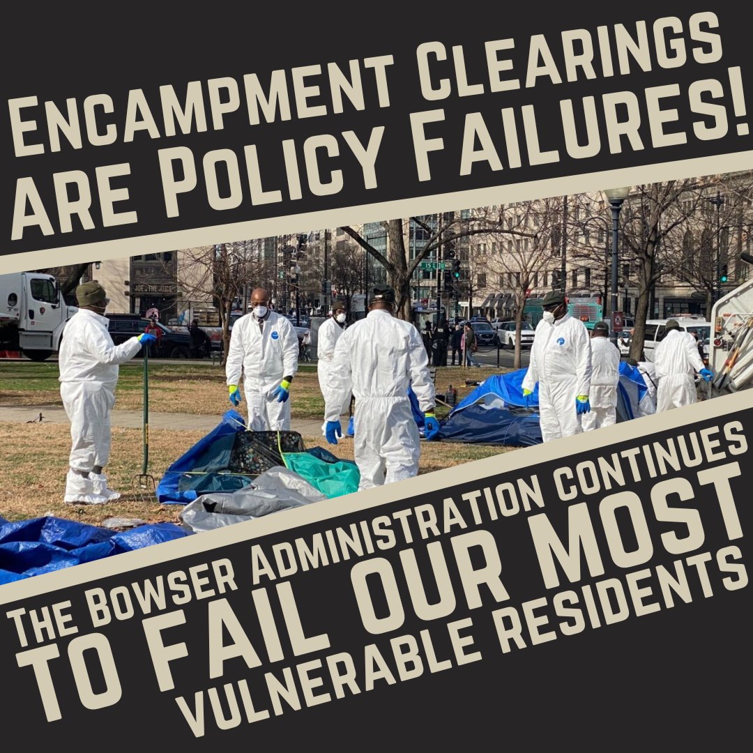 Reminder that encampment clearings are policy failures! Tell @MayorBowser, @DMHHS_DC, @councilofdc, @NationalMallNPS, and @usparkpolicepio today to #STOPTHESWEEPS bit.ly/STSFoggyBottom