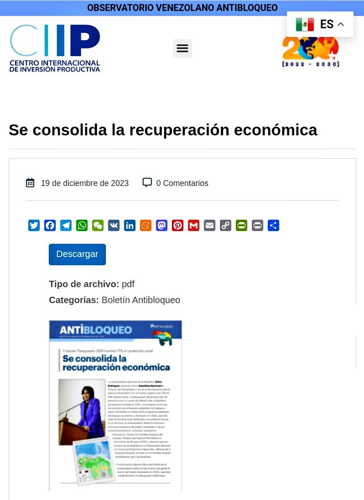 Se consolida la recuperación económica. #PatriaSeguraConNico @NicolasMaduro @delcyrodriguezv @planwac observatorio.gob.ve/document/se-co…