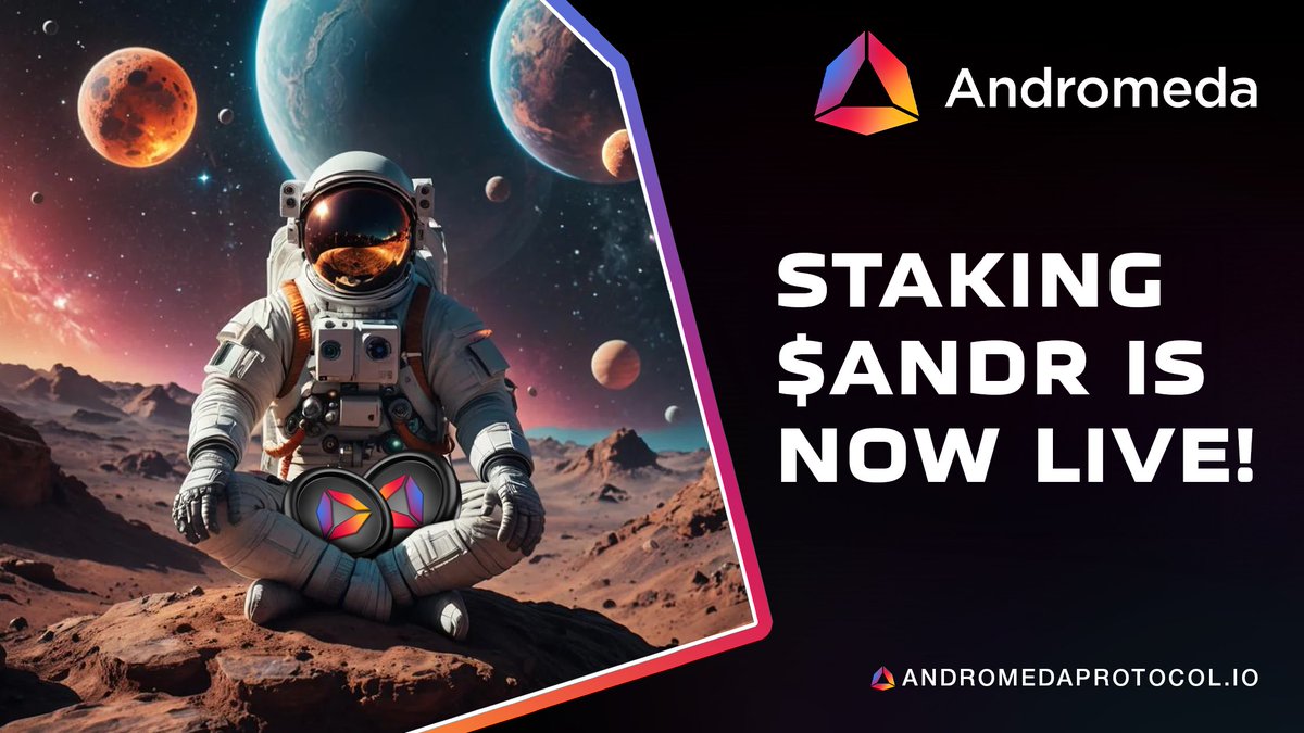 🚀🚀🚀Staking rewards are now live!🚀🚀🚀

🤝To start staking and earn rewards, visit: staking.andromedaprotocol.io

📽️For a step-by-step tutorial, watch: youtu.be/3NdoSDvzqHI

📢The APR will range between 14% and 19% when 30-40% of the circulating supply is staked. The APR