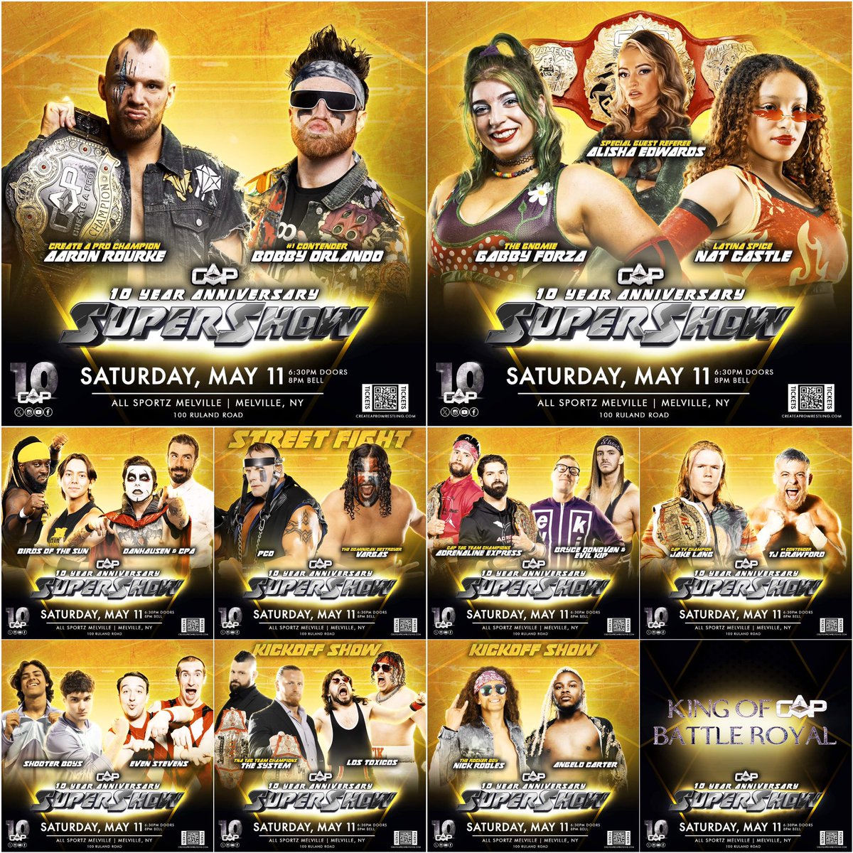 🚨THIS SATURDAY🚨 The Create A Pro 10 Year Anniversary Super Show will be the biggest event in CAP history! What match are you most excited to see? Limited tickets remain, secure your spot now! #CAP10 🎟GET YOUR TICKETS NOW🎟 eventbrite.com/e/create-a-pro…