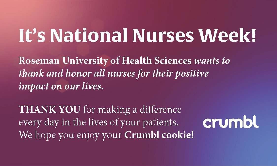To kick off National Nurses Week we partnered with Crumbl Cookies to Thank nurses.  On Monday, May 6, Southern Nevada nurses may present their work badge at any of the 8 Southern Nevada Crumbl Cookies locations and receive a free Chocolate Chip Crumbl Cookie, while supplies last.