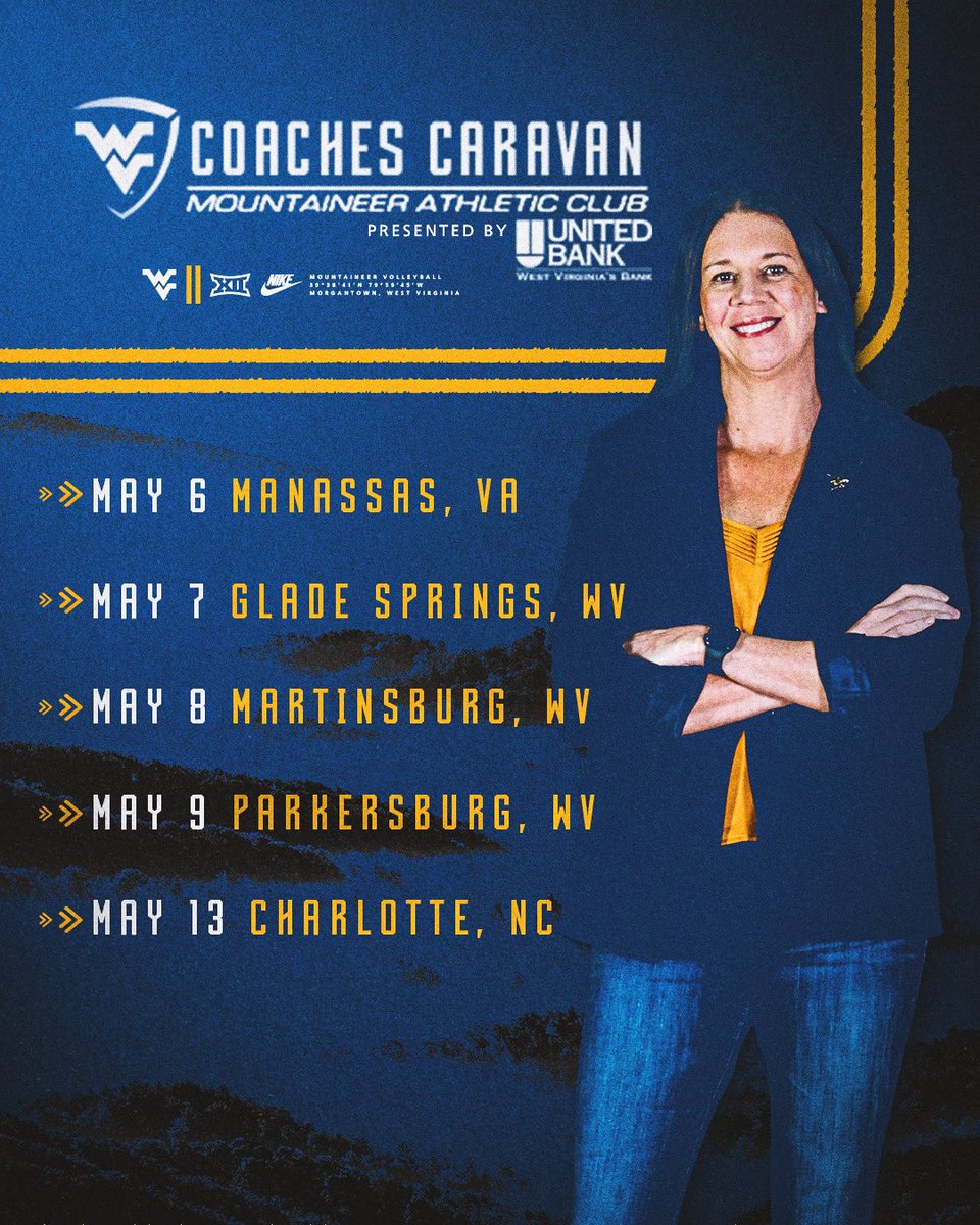 .@jagreeny will be on the road with the Coaches Caravan this week! 🚘

🔗 WVUMAC.COM/EVENTS

#HailWV