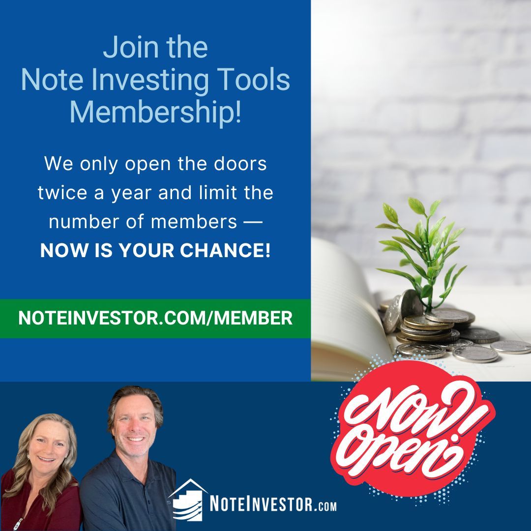 The time to join our Note Investing Tools Membership is NOW! We only open the doors twice a year and limit the number of members — sign-up at noteinvestor.com/member/ 

#RENotes #NoteInvesting #NoteBuyers #NoteInvestor