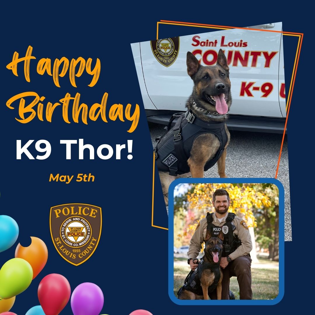 Happy birthday to K9 Thor! He and his handler, Officer Glaser, are happy to be a part of the County Police K9 Unit!