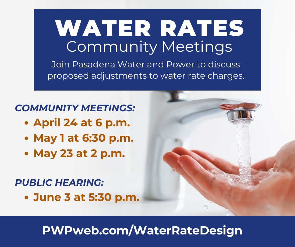 Join PWP for the last of three community meetings regarding adjustments on how & what we charge for water, why the proposed adjustments are needed, and how they may affect you. The last meeting is Thursday, May 23, 2 p.m. at Robinson Park Rec Center. RSVP: PWPweb.com/Events