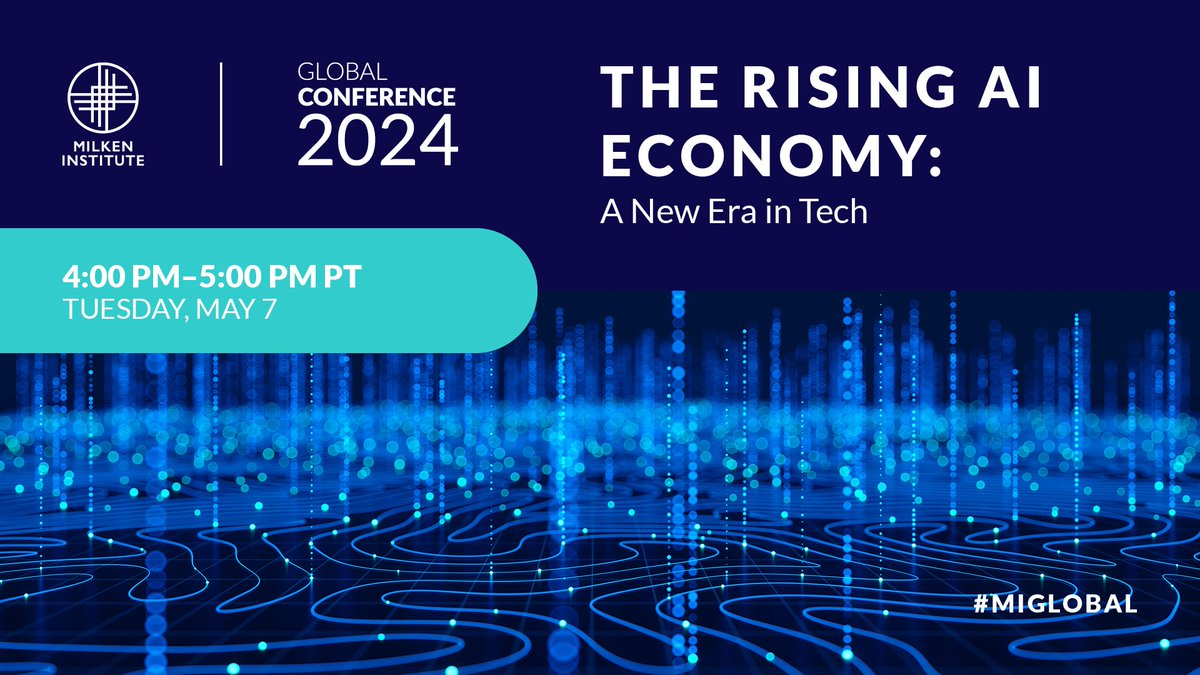 Hear our Managing Partner Seth Boro at this year's @milkeninstitute Global Conference discuss 'The Rising AI Economy: A New Era in Tech' today at 4pm PT. ➡ Read more and watch: bit.ly/4abO59g #MIGlobal