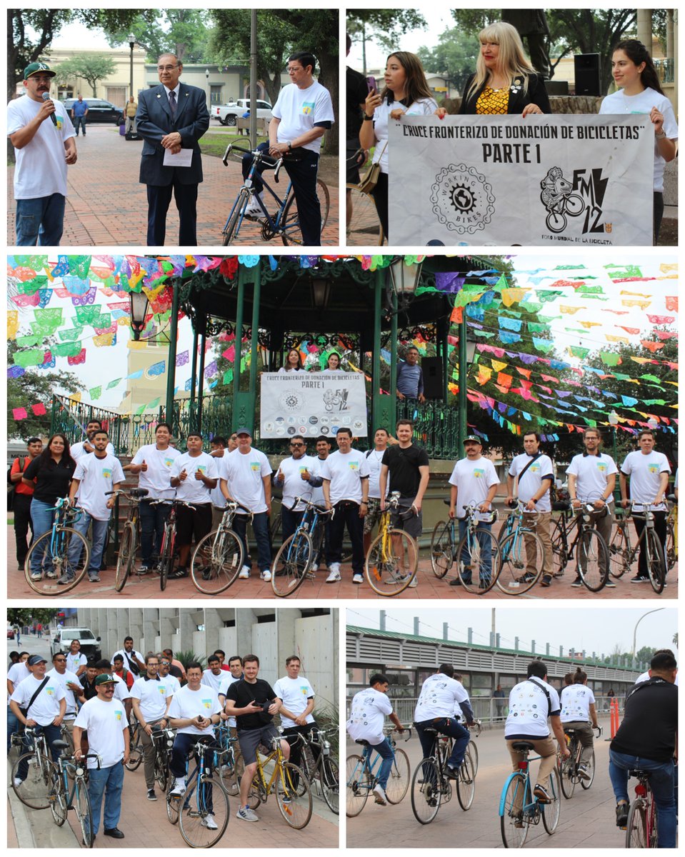 @consulmexlaredo, @USAConNVL y @cityoflaredo se unieron a la 'intervención artística de bicicletas donadas', un evento histórico que une a las ciudades hermanas de Laredo y Nuevo Laredo. Esta actividad fue coordinada por @ForoMundialBici. 🇲🇽🚲🇺🇸