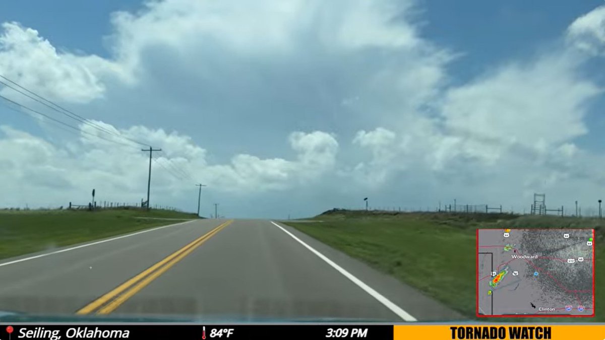 Approaching developing supercell southwest of Woodward, Oklahoma LIVE - youtube.com/watch?v=c8qmvm…