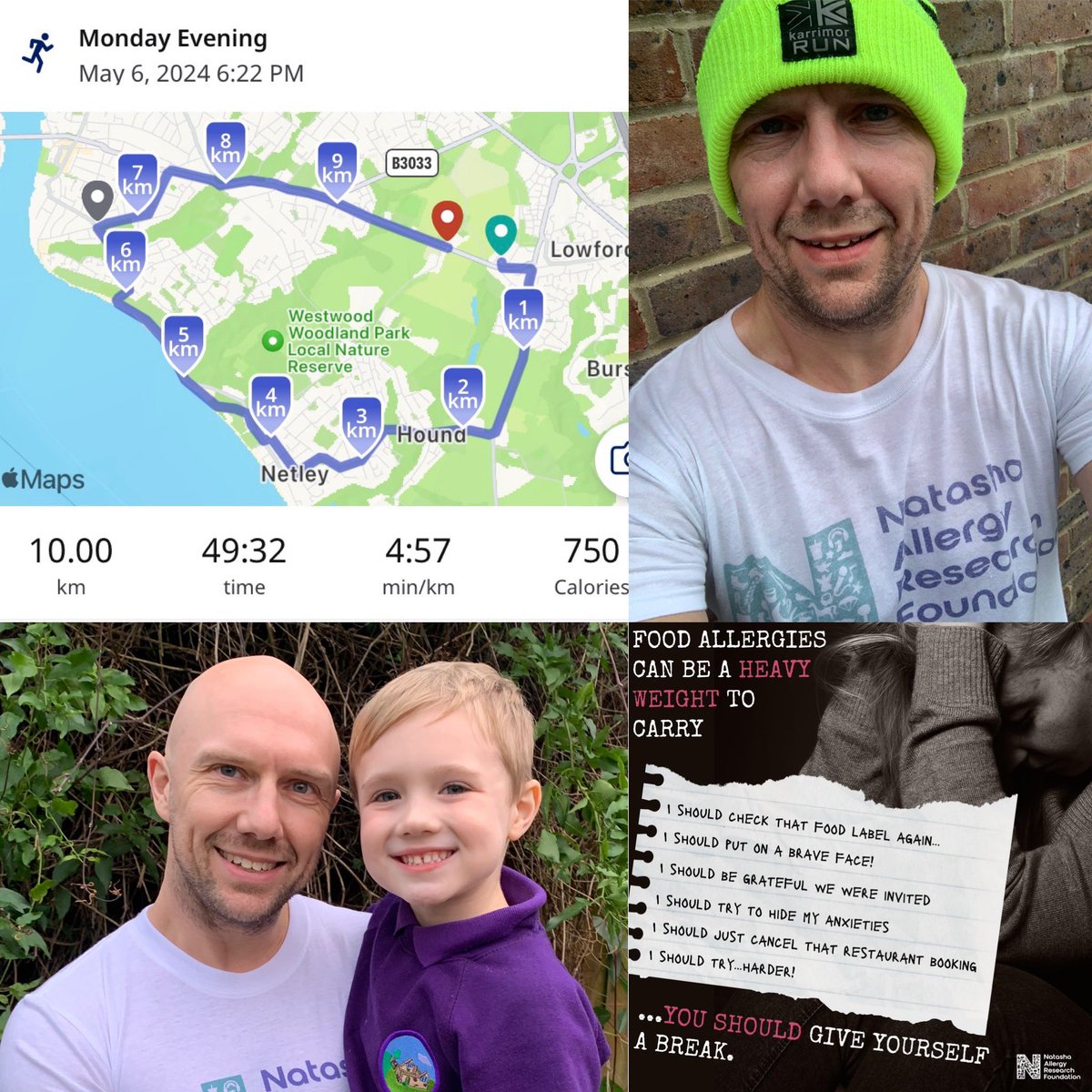 Very tough one today, didn’t fancy that but got through the 10k (49:32) taking total distance covered to 136.5k of 500k target (136,500 metres - 363,500 to go!) for @NatashasLegacy.
#foodallergies #foodallergyawareness #anaphylaxisawareness #fundraising