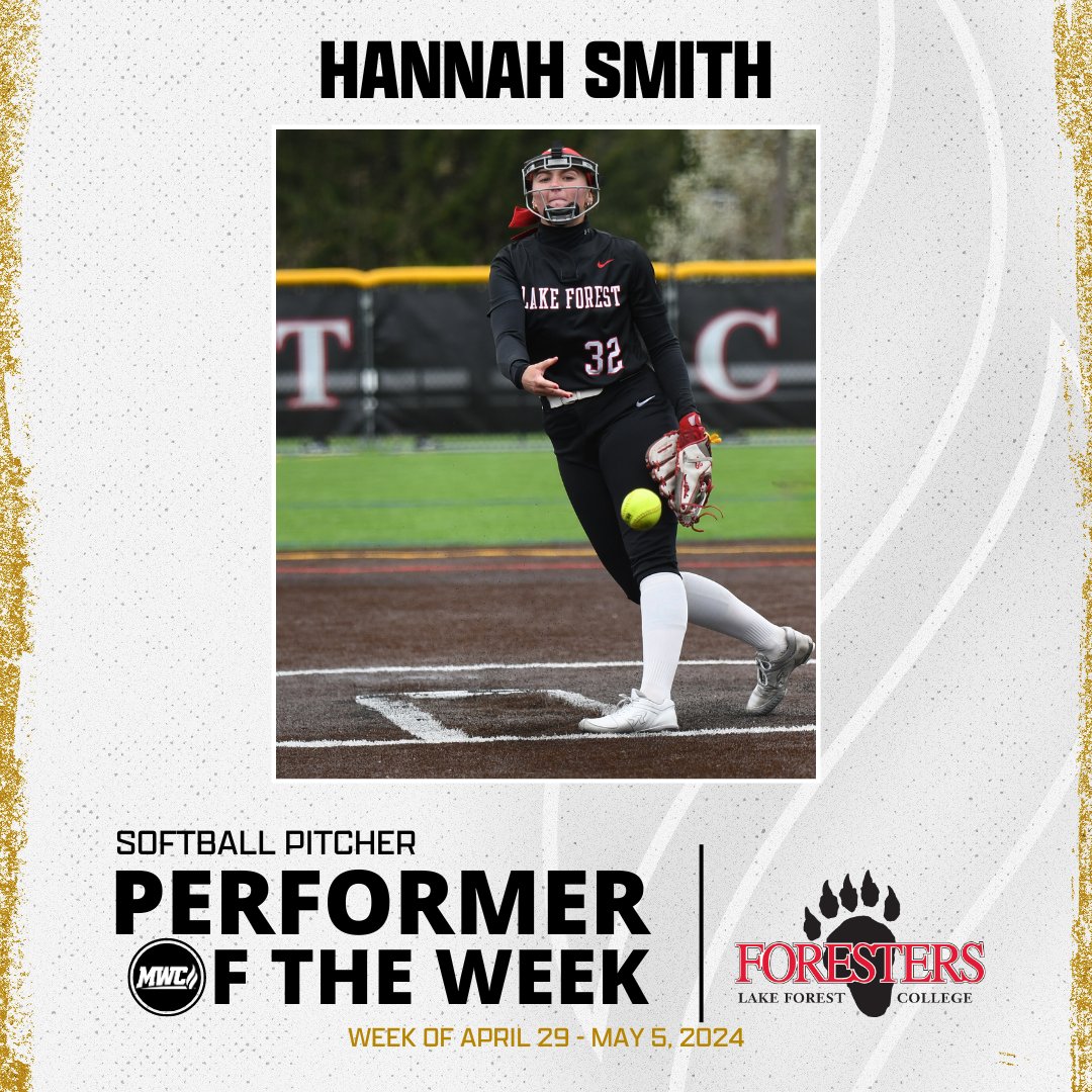 MWC Softball Pitcher of the Week: Hannah Smith, Lake Forest College @LFAthletics