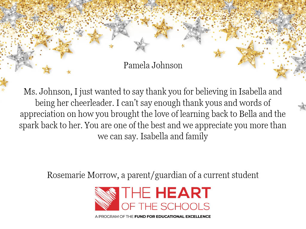 We're highlighting some of the #heartoftheschools Share Some Love notes the @baltcityschools community has shared so far! Kicking off the series is a message for @CalvinMRodwell's teacher, Ms. Johnson! Share Some Love with a heartfelt message today: heartoftheschools.org/sharesomelove