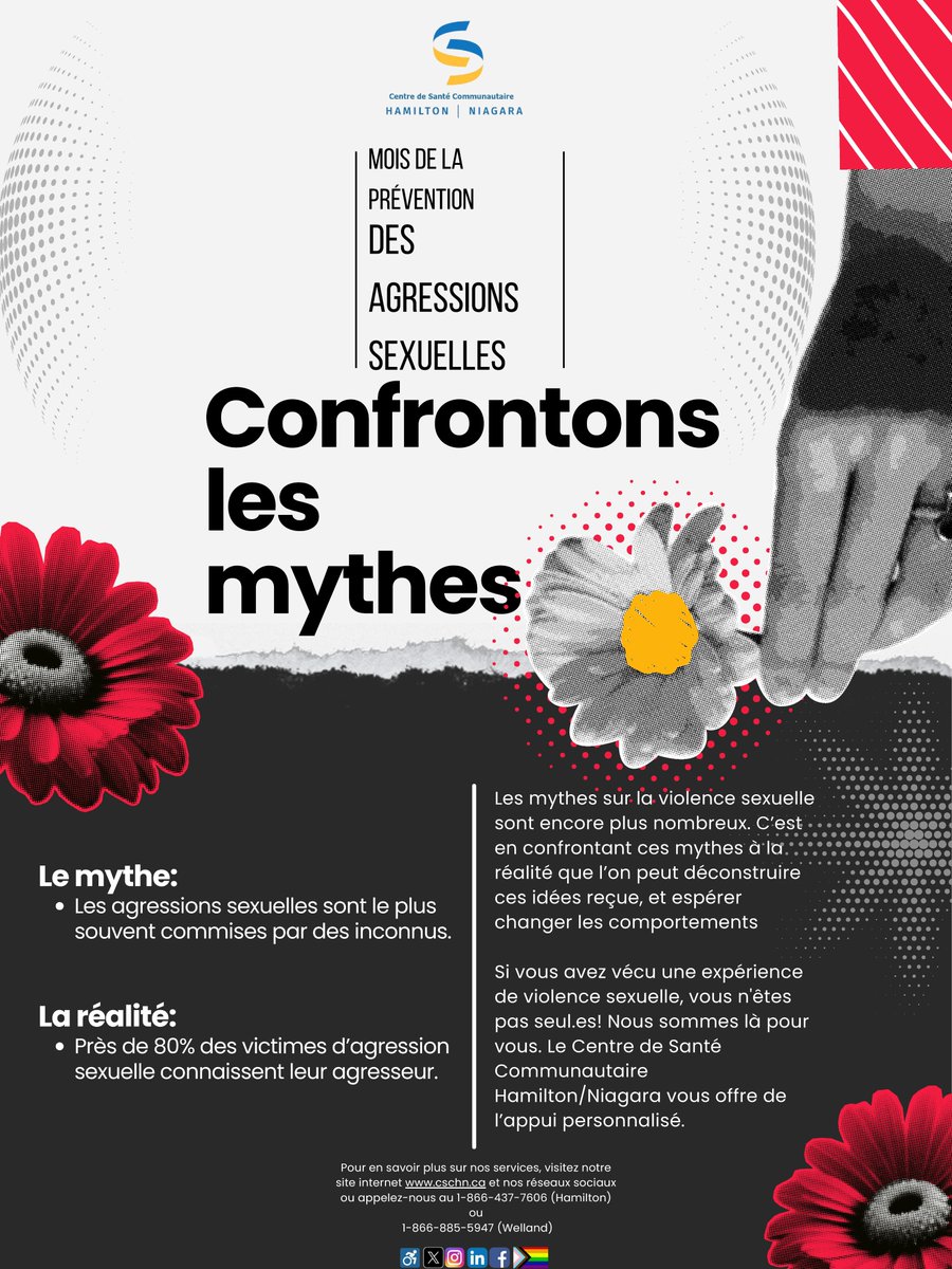 Dans le cadre du mois de la prévention des agressions sexuelles, confrontons les mythes. As part of Sexual Assault Prevention Month, let's confront the myths.