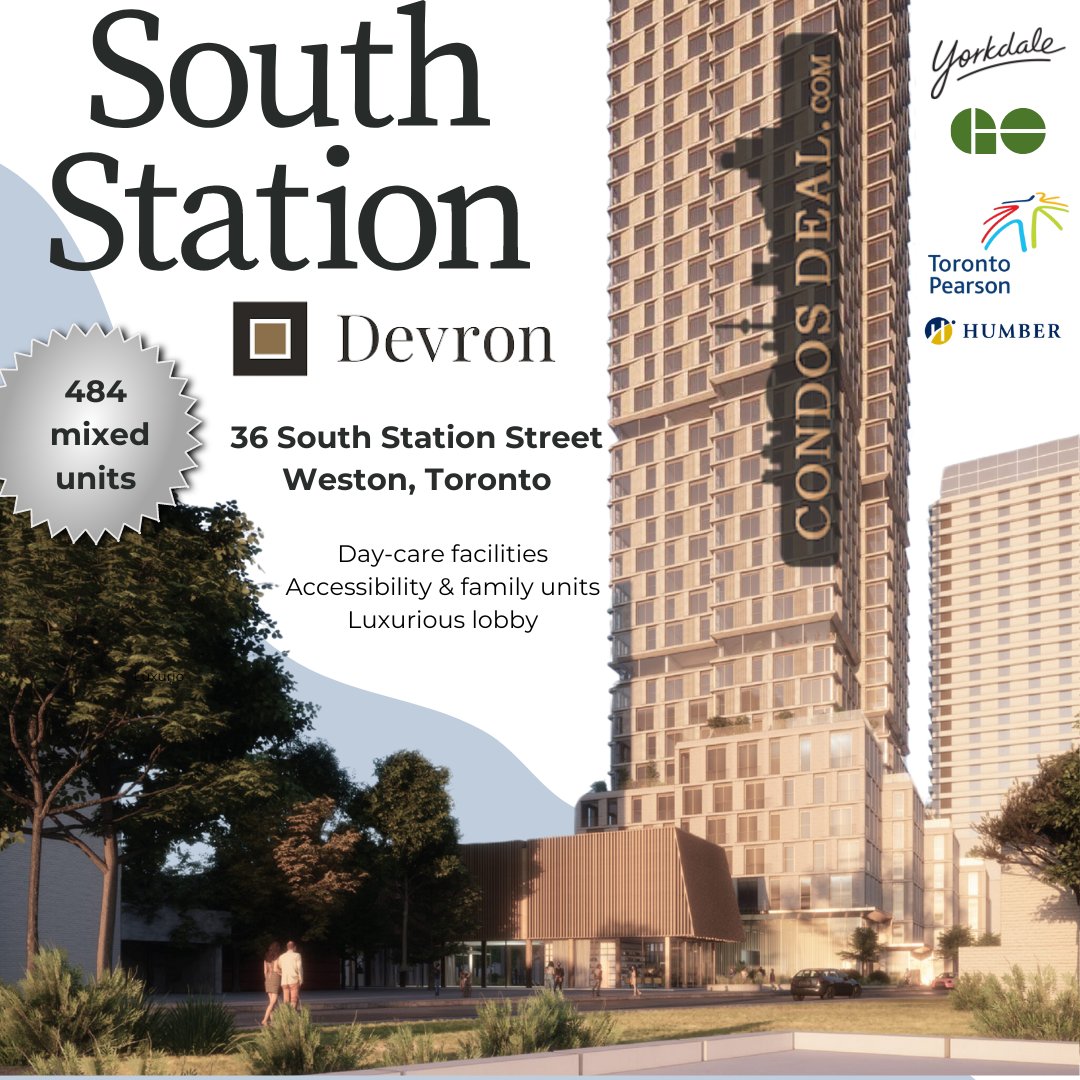 Discover urban living at its finest with South Station Condos by Devron Developments in Toronto's lively Weston neighborhood! 
Register now at condosdeal.com/south-station-…

#SouthStation #SouthStationCondos #DevronDevelopments @condosdeal #Condos #condominium #condominiums #NewCondos
