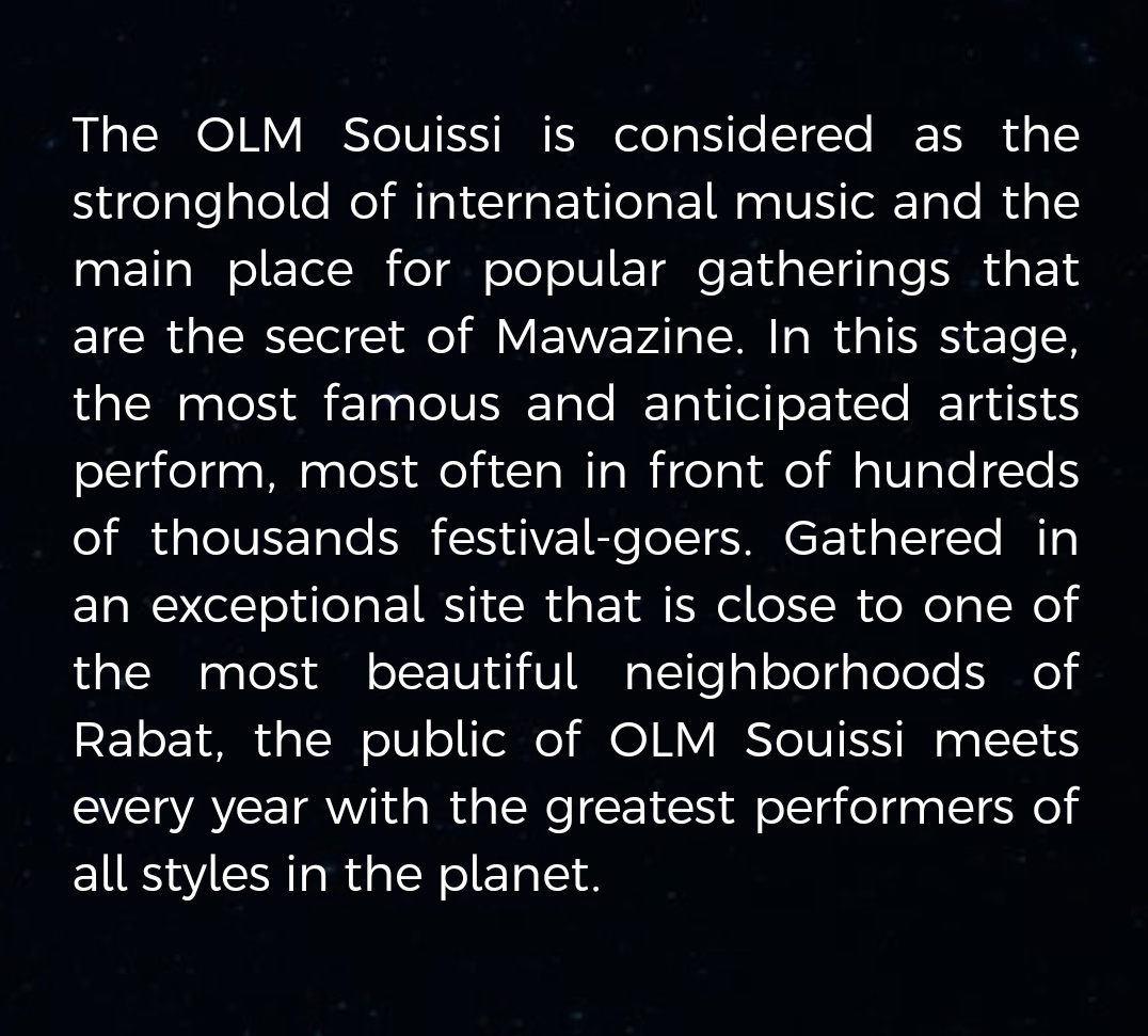 ATEEZ will be performing on the OLM Souissi Stage, which is considered the stronghold of international music, the main place for popular gatherings that are the secret of Mawazine, and the stage where the most famous and anticipated artists perform #ATEEZ #에이티즈…