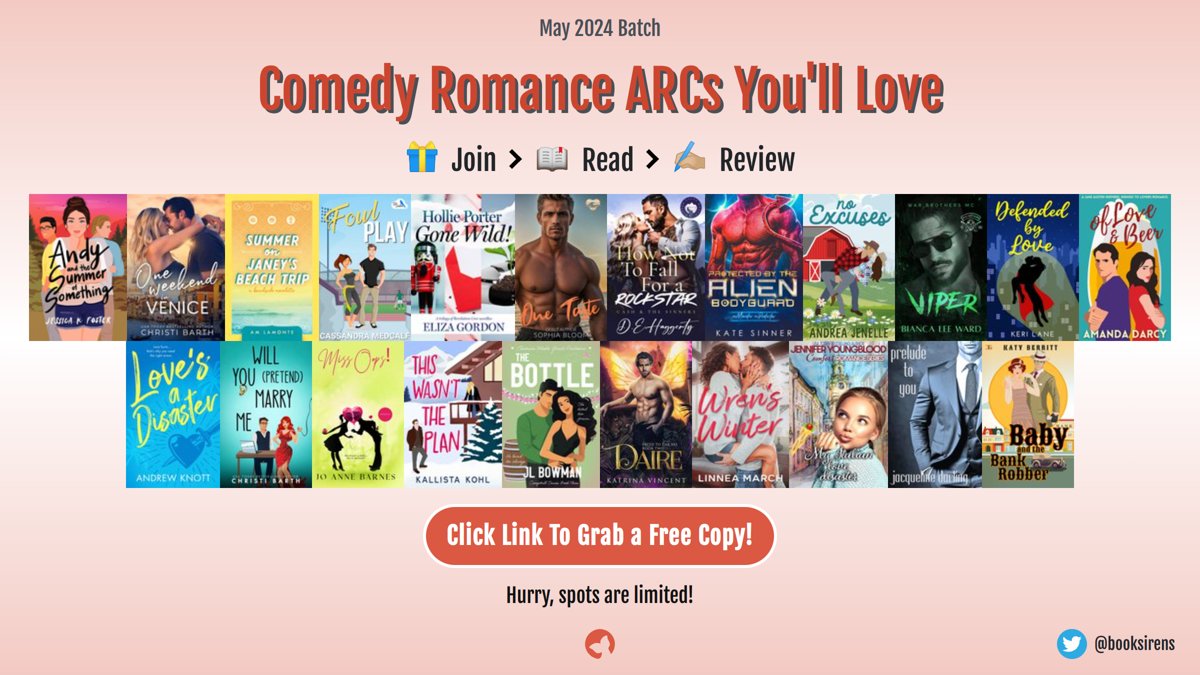 Need some comedic romance? Become an ARC reader today! I spy Andy and the Summer of Something! 👀 @booksirens #ARCReaderswanted #BookTwt #WritingCommunity booksirens.com/bundle/comedy-…