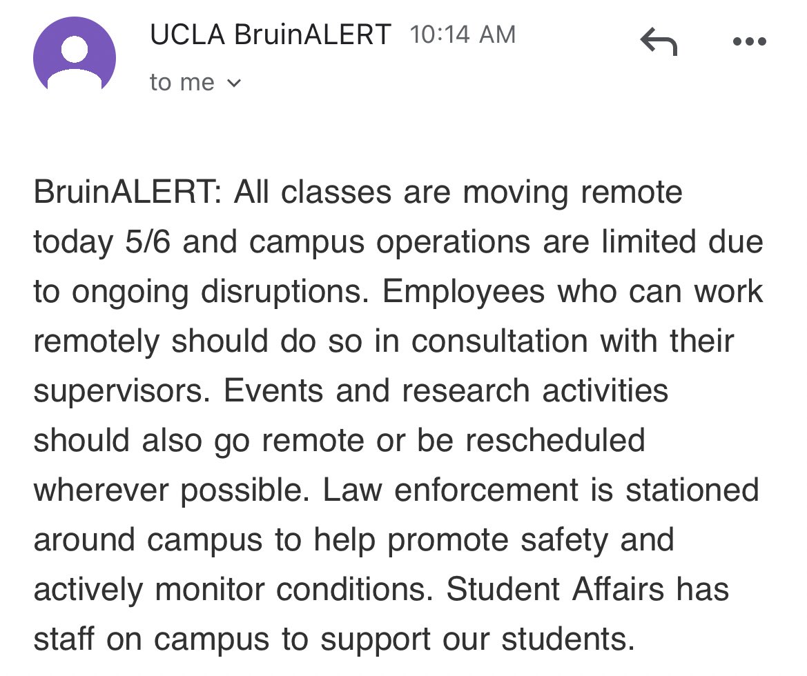 Now all classes today are ordered to go remote by the administration. This will enable them to better control the campus using cops, blocking any form of dissent and preventing other students from observing. The cops are there to “promote safety” they say…