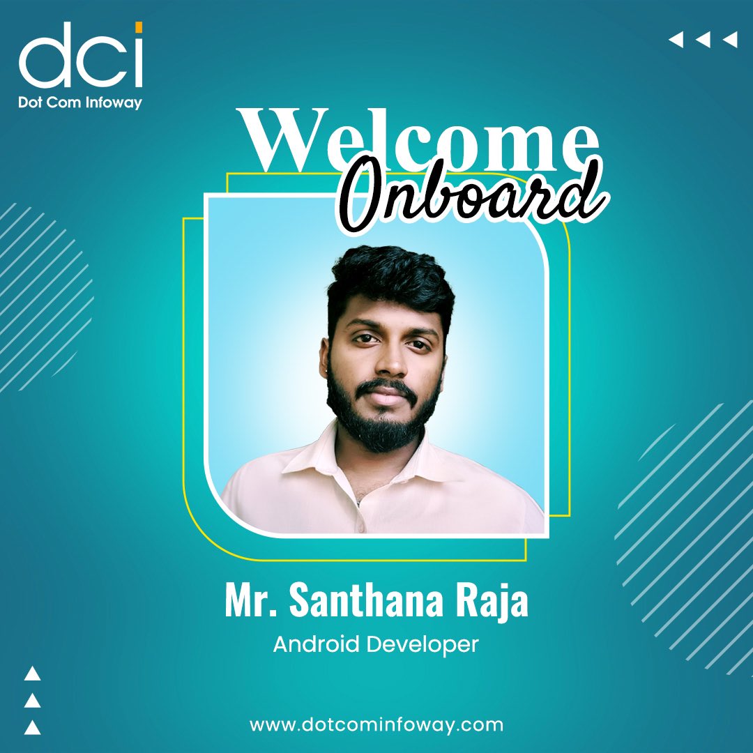 Let's give a warm welcome to Mr. Santhanaraja our latest Android Developer joining the team! Excited to collaborate and innovate together. 

#DotComInfoway #WelcomeAboard #AndroidDeveloper #TechInnovation #TeamExpansion #DigitalTransformation #MobileApps #NewTalent