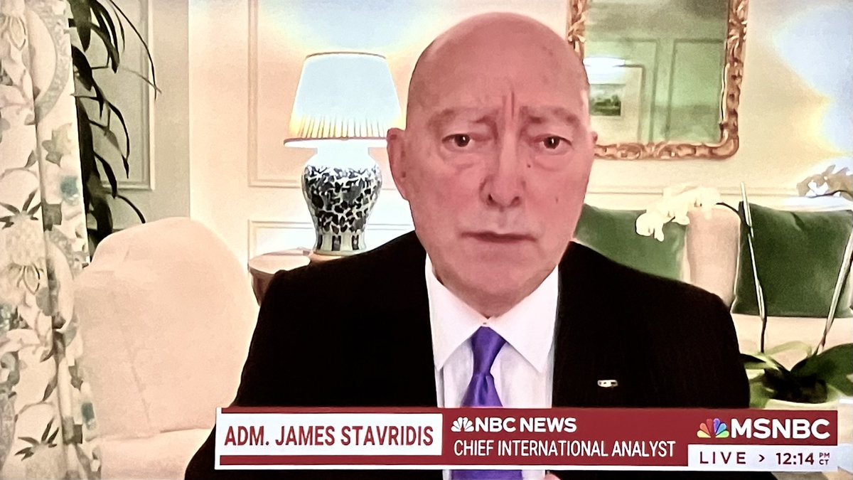 Strong Military Analyst setup. Probable hotel view from the hardest working retired Admiral on cable. 10/10 @stavridisj