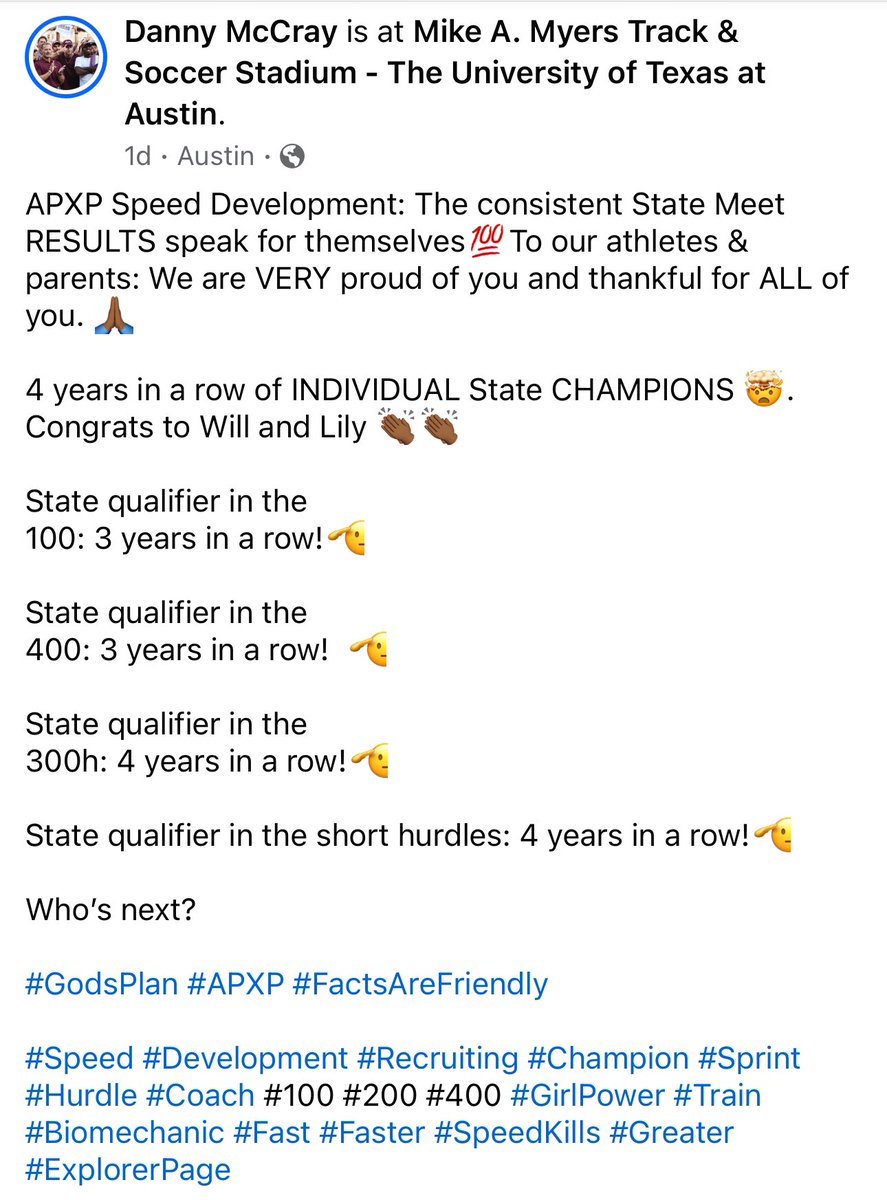 APXP Speed Development: The consistent State Meet RESULTS speak for themselves💯To our athletes &amp; parents: We are VERY proud of you and thankful for ALL of you. 🙏🏾

4 years in a row of INDIVIDUAL State CHAMPIONS 🤯. Congrats to Will and Lily 👏🏾👏🏾