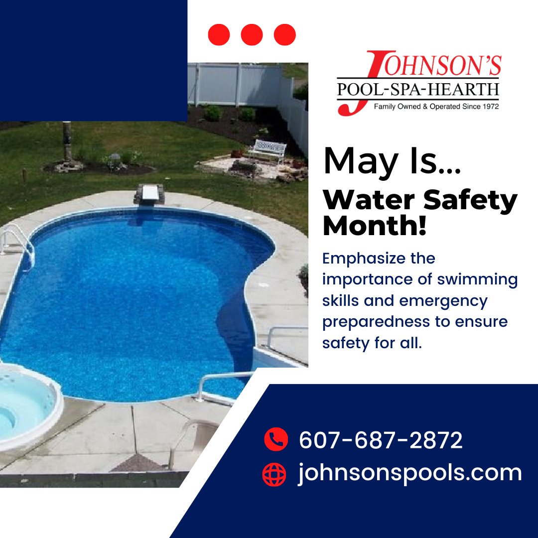 May is Water Safety Month. At Johnson's Pools and Spas, we're committed to promoting safe and fun water practices. Learn more about how you can stay safe in and around pools. johnsonspools.com

#WaterSafetyMonth #PoolSafety #JohnsonsPools