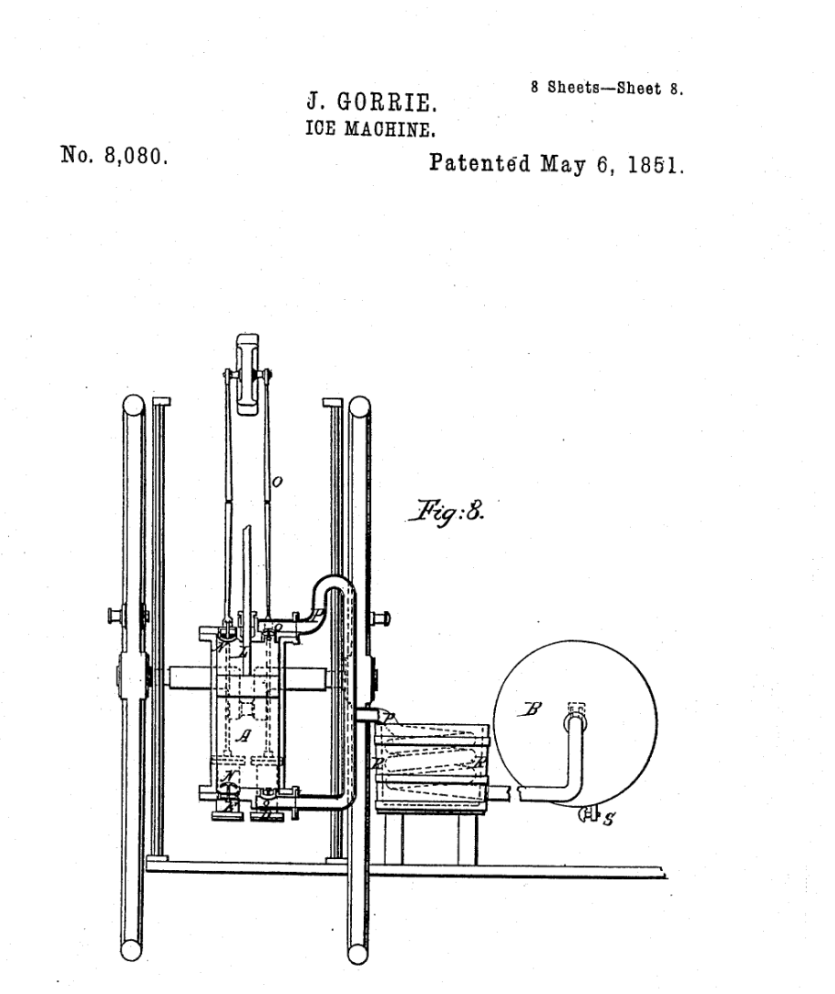 The year was 1851 when manufacturing pioneer John Gorrie made #PatentHistory with an ice-making machine patent that paved the way for modern refrigeration, transforming how we preserve food and live comfortably 💡🧊 #SaveTheInventor #PatentsMatter