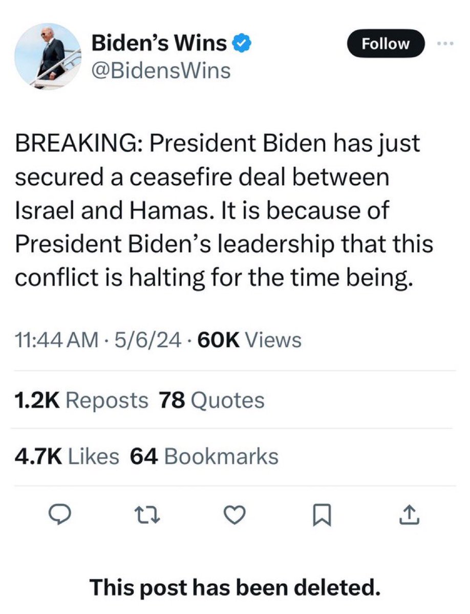 “Biden’s Wins” retracts celebration after Hamas accepts the terms for a ceasefire but Israel rejects them