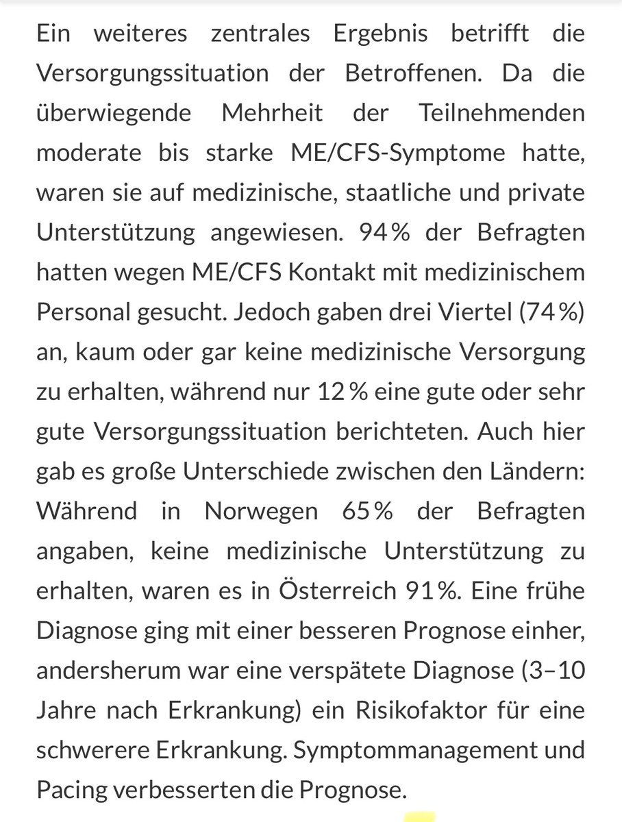 Versorgungslage bei #MECFS: lt. Umfrage unter 11.000 Betroffenen aus 44 europäischen Ländern ist sie überall mangelhaft, aber mit großen Unterschieden, berichtet @dg_mecfs (Limitationen: siehe Link) mecfs.de/ergebnisse-ein…