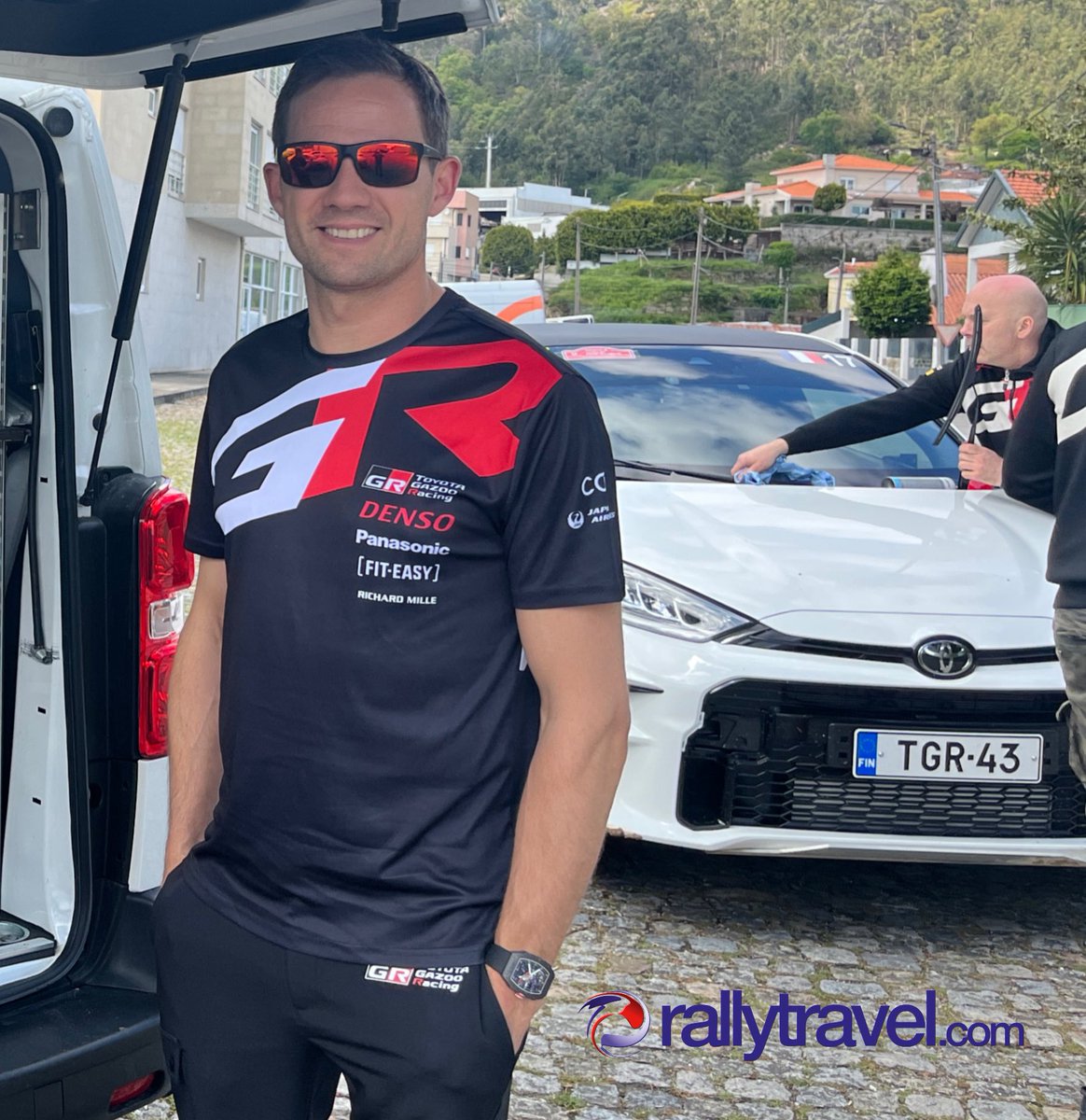 Always happy to oblige! The legend that is @SebOgier seemed happy and relaxed at Baltar today as his recce car was looked over. #RallydePortugal
