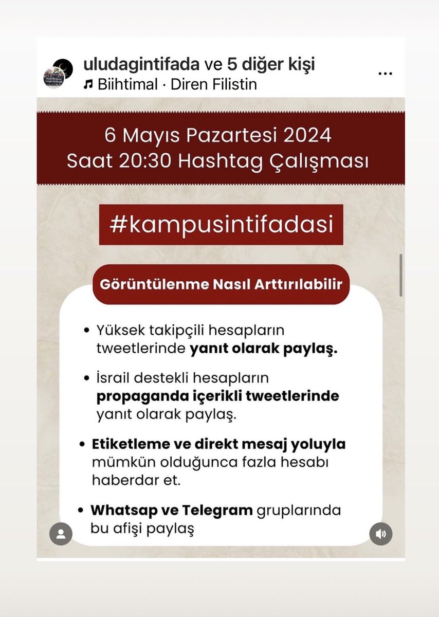 Türkiye’de bütün üniversiteler Gazze’deki direnişe destek veriyor ve soykırımı lanetliyor…

#Kampusintifadasi büyük ses getirir inşallah.
Haydi arkadaşlar!
Yüklenelim…

#FreePalestine