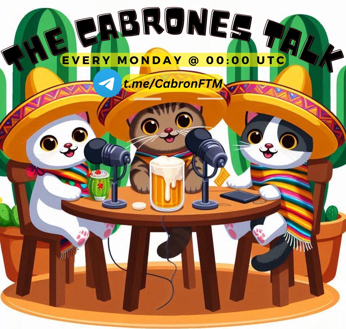 Happy Hour Cabrones! 🍻

Tonight! Come have a CABRON Audio-chat on Telegram! 

Every Monday @ 00:00UTC at t.me/CabronFTM

$CABRON || $FTM