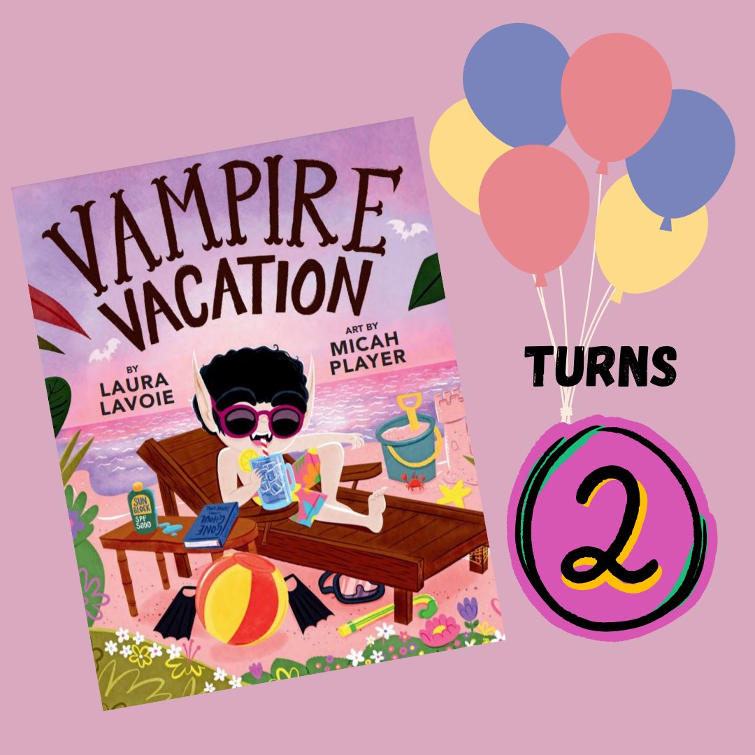 VAMPIRE VACATION, written by me and illustrated by Micah Player, turns 2 this week! Just so you know, I recently received an email from C, age 5, stating, 'This is the best vampire book of my life.' 😎