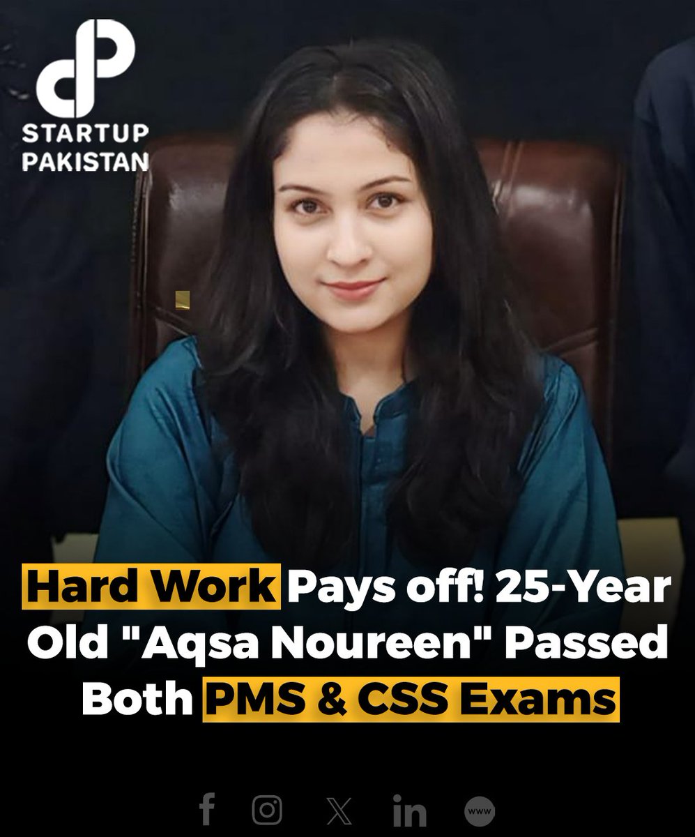 Aqsa Noureen, a 25-year-old graduate from Sargodha Medical College, has achieved remarkable success in both the Provincial Management Service (PMS) and Civil Services exams (CSS).

#Pakistan #Sargodha #PMS #CSS #Hardwork