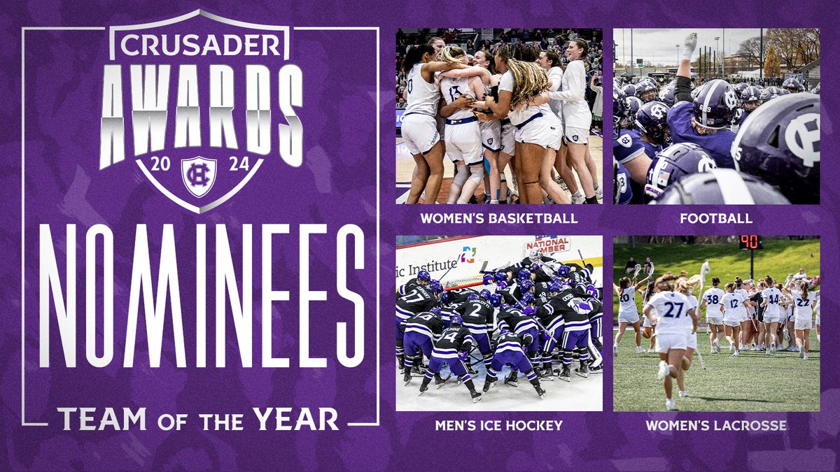 These are the four teams that have been selected as finalists for Team of the Year! Women's Basketball, @hcrosswbb Football, @hcrossfb Men's Ice Hockey, @hcrossmhockey Women's Lacrosse, @HCrossWLAX #GoCrossGo