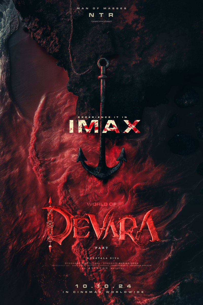 The sea is full of blood.. it's his Red Sea ! ⚓️❤️‍🔥
World of Devara concept poster design 📌
Part 1 releasing on 10.10.24. 🙌🏻🔪

Good Work brother @thebackpckerboy

@DevaraMovie  #Devara #ManOfMasseeNTR  #NTRBirthdayMonth
