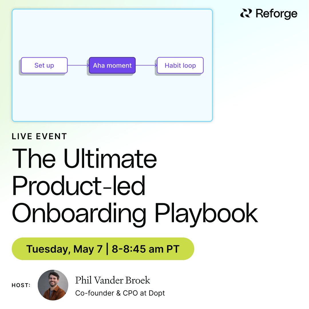 Join me tomorrow for the Ultimate Product-led Onboarding Playbook live event with Reforge!

I'll be sharing the playbook from my time working with 100s of companies while at Dopt and leading Growth Design at Dropbox.

Almost 3,000 people have registered already. Sign up link ↓
