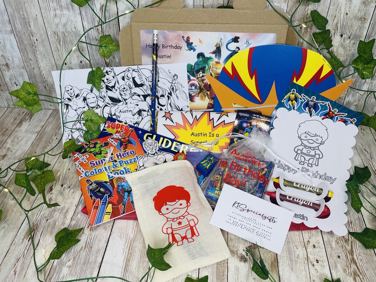 Lovely Children’s personalised Superhero gift box. 
Perfect for any occasion and any little Superhero in your life.

ktspecialgifts.etsy.com/listing/109789…

#superherogift #personalised #birthday #getwellsoon #boysgift #girlsgift #superhero #activitygift #colouring #giftideas #giftfinder