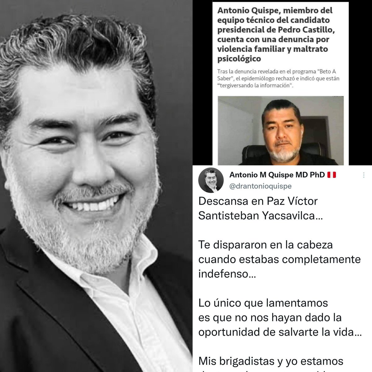 Antonio Quispe, ex vocero y miembro técnico del Minsa durante la Pandemia, cayó redondito con el fakenews de que arrestaron a Patricia Benavides. Éste tipo era 'especialista' del Minsa, ¿y se deja llevar por el fakenews de un troll?. Con razón tantos peruanos mur¡er0n en pandemia