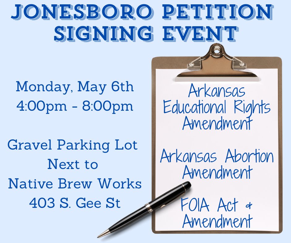 There's a petition signing opportunity in Jonesboro tonight 4pm-8pm by Native!