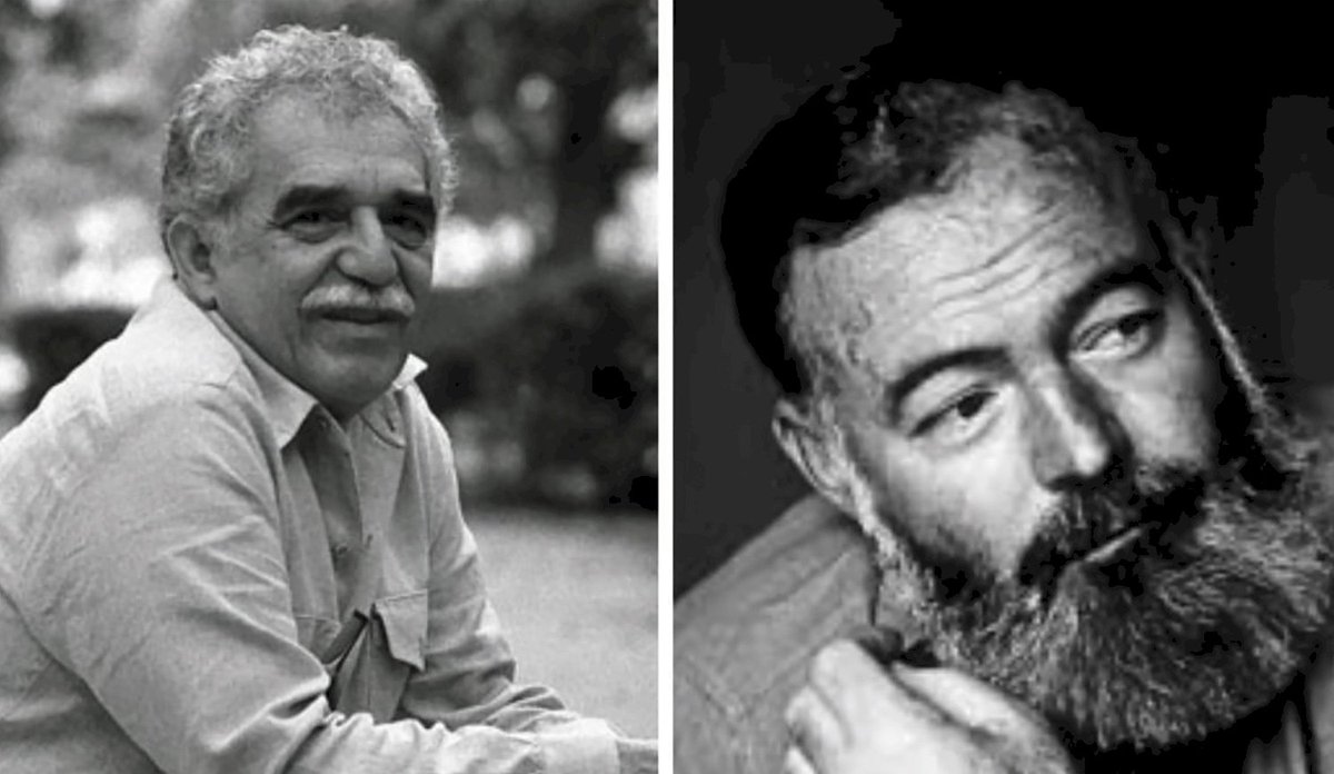 Cuenta García Márquez como conoció a Hemingway: 'Lo reconocí de pronto, paseando con su esposa, Mary Welsh, por el bulevar de Saint Michel, en París, un día de la lluviosa primavera de 1957. Caminaba por la acera opuesta en dirección del jardín de Luxemburgo, y llevaba unos
