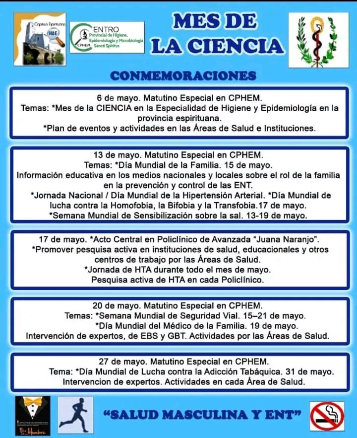 Múltiples actividades en conmemoracion en el mes de la Ciencia. Participa en #SanctiSpíritusEnMarcha #CubaPorLaVida @DeivyPrezMartn1 @AlexisLorente74 @Feansisco