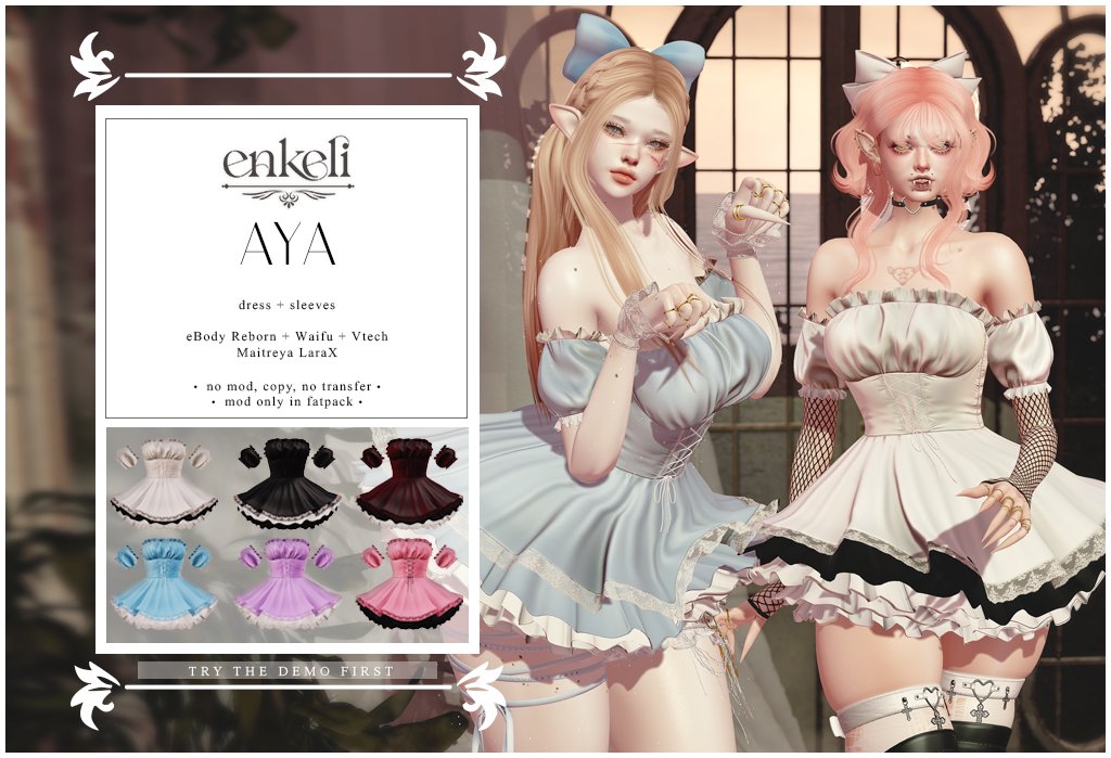 ✧ -- Aya got an update! Fixed some things + made a new ad pic + added new sizes like waifu, vtech and laraX! Make sure to grab a redelivery from the marketplace! Will soon be available in my inworld store too 👉👈 #enkeliSL #SecondLife
