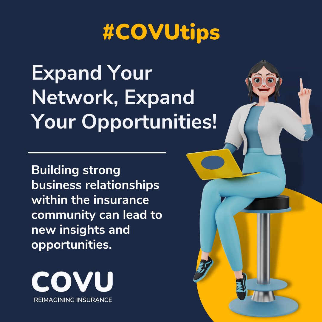 Let's grow together by sharing knowledge and resources.

#COVU #COVUTips #insurance #insuranceindustry #insuranceagency #business #investment #insurtech #tipoftheday #networking