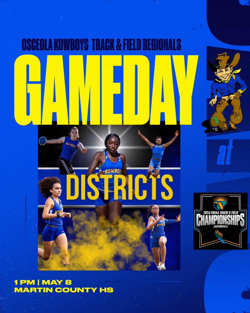 Kowboys Athletics (@kowboyathletics) on Twitter photo #KowboyCountry - Please support our Kowboys Track/Field athletes as they travel to Martin County HS to compete at #FHSAA Regionals for a trip to STATE! Wednesday at 1 pm. #KowboyUp! <a href="/osvarsity/">Sentinel Varsity</a> <a href="/sdocathletics/">SDOC ATHLETICS</a> @osceolasports <a href="/positiveosceola/">Positively Osceola</a> #KowboyCountry - Please support our Kowboys Track/Field athletes as they travel to Martin County HS to compete at #FHSAA Regionals for a trip to STATE! Wednesday at 1 pm. #KowboyUp! <a href="/osvarsity/">Sentinel Varsity</a> <a href="/sdocathletics/">SDOC ATHLETICS</a> @osceolasports <a href="/positiveosceola/">Positively Osceola</a>