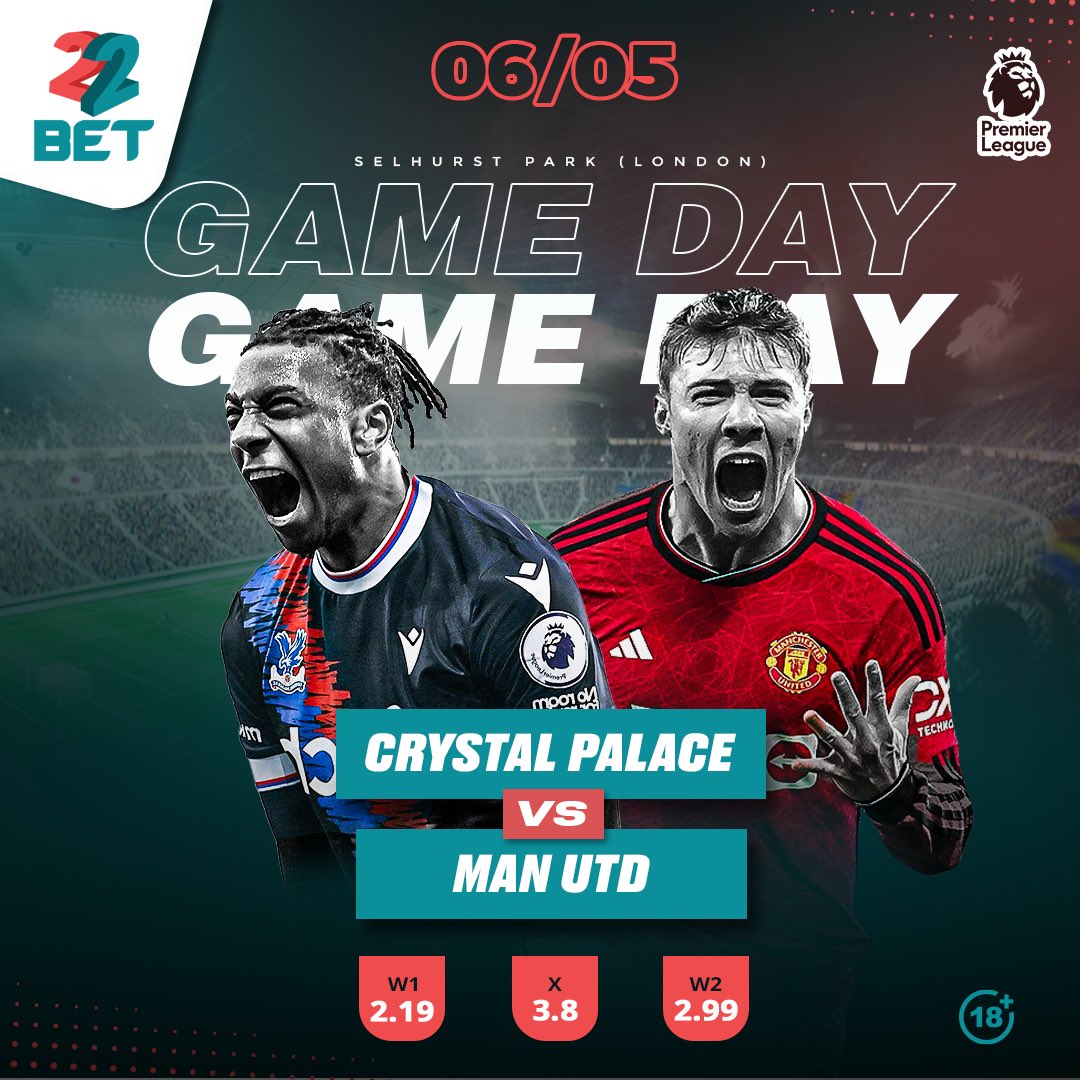 Crystal Palace played against Manchester United in 1 matches this season. Currently, Crystal Palace rank 14th, while Manchester United hold 7th position. They will go head to head tonight at 🏟️Selhurst Park London⏰10:00 PM Cheza hapa 👉🏽bit.ly/3xYPcMg #22Bet #Bestodds…