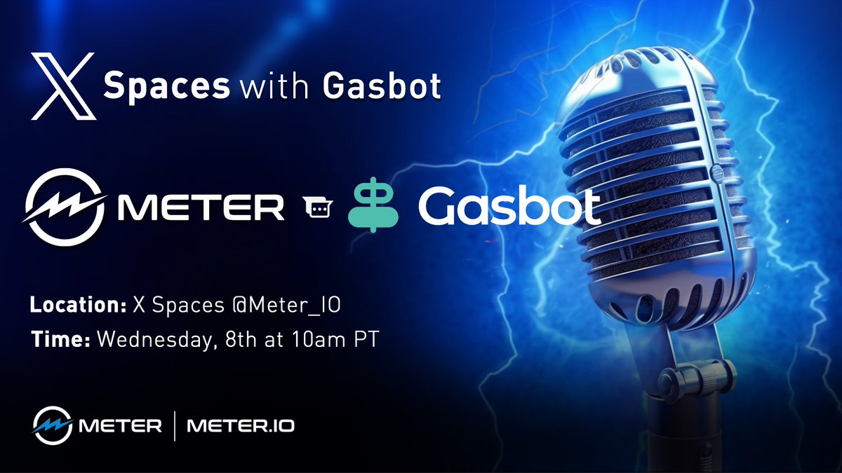 ⚡️Join us for an #AMA with @gasbot_xyz this Wednesday, May 8th, at 10 a.m. PT. 🎙️ Listen live as @0xDjangoOnChain and @xiaohanzhu discuss #Gasbot's innovative features like their seamless #crosschain refuel mechanism, #gasless relay, and gas swap, and how they benefit @Meter_IO