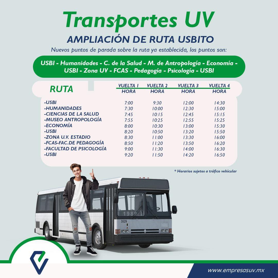 ¡Ampliaciones de la ruta del #usbito! #UniversidadVeracruzana #ArteCienciaLuz #DGAAH #HumanidadesUV #BDH #OrgulloUV #Luzio #UV_InspiraElCambio #UV_80Aniversario