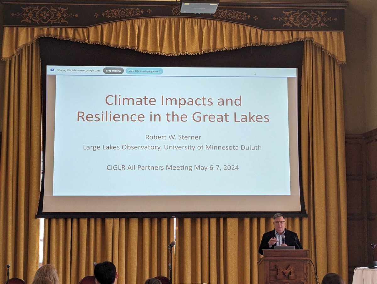 @NOAA_GLERL @RepDebDingell @LSSU_CFRE @HealthyLakes @UMSEAS @GreatLakesPeck .@bobsterner from our partners @UmdLLO gives us an update about #climate impacts & resilience in the #GreatLakes. 

@LakeSuperior @UMDSwenson #GreatLakesSci #2024CIGLRAllPartnersMeeting