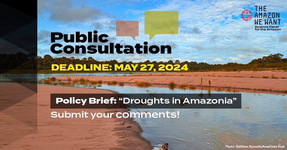 Exciting news! 🎉 We're thrilled to invite all stakeholders and members of the public to delve into our latest policy brief 'Droughts in Amazonia'. Access the #PublicConsultation here: theamazonwewant.org/droughts-polic… Share your insights before May 27th. #TheAmazonWeWant