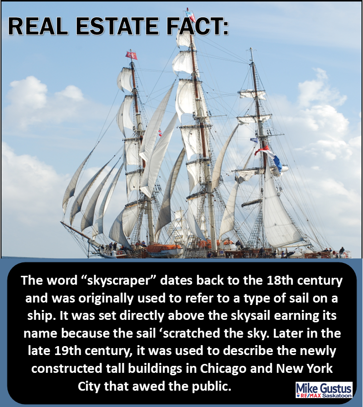 FACT FRIDAY! Did you know the term 'skyscraper' has not always referred to buildings that reach to the sky?
Happy Friday and have a great Mother's Day Weekend!
#SkyScraper #History #NauticalTerms #SailShip #FridayFact #RealEstateFacts #ThingstoKnow #UselessFacts