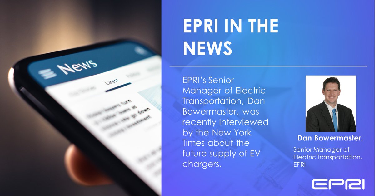 The @nytimes recently interviewed Dan Bowermaster, EPRI's senior manager of electric transportation, about the future supply of #EV chargers. 'There is significant opportunity, kind of regardless of what Tesla does. It will be addressed by the market. How do they do it in a…